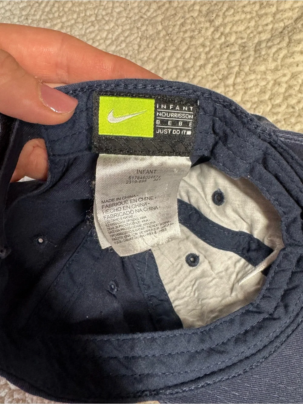 Nike Kids Navy and White Swoosh Baseball Hat